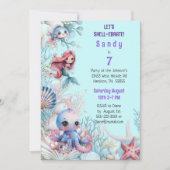 Farbenfrohe Meerjungfrau Einladung (Vorderseite)