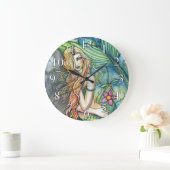 Farbenfrohe Meerjungfrau Fantasy Clock Große Wanduhr (Zuhause)