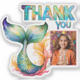 Farbenfrohe Meerjungfrau Geburtstag Danke, Girl Fo Aufkleber