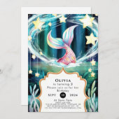 Farbenfrohe Meerjungfrau Geburtstag Einladung (Vorne/Hinten)