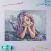 Farbenfrohe Meerjungfrau Ölgemälde Dekoupage Seidenpapier (Basteln)
