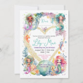 Farbenfrohe Meerjungfrau Party Einladung (Vorderseite)