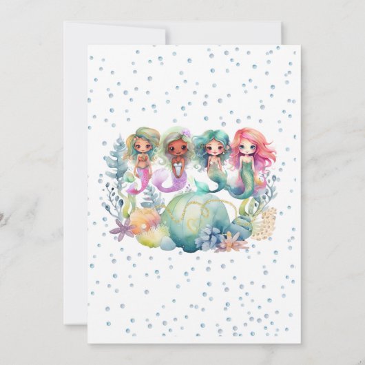 Farbenfrohe Meerjungfrau Party Einladung (Rückseite)