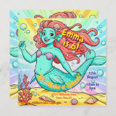 Farbenfrohe Meerjungfrau Party Einladung (Vorne/Hinten)