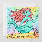 Farbenfrohe Meerjungfrau Party Einladung (Rückseite)