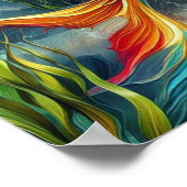 Farbenfrohe Meerjungfrau sitzend auf der Felsenbuc Poster (Ecke)