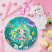 Farbenfrohe Meerjungfrau Themed Happy Birthday Par Pappteller (Party)