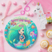 Farbenfrohe Meerjungfrau Themed Happy Birthday Par Pappteller (Party)