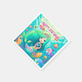 Farbenfrohe Meerjungfrau Themed Happy Birthday Par Serviette (Ecke)