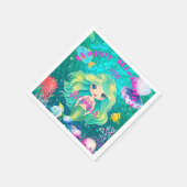 Farbenfrohe Meerjungfrau Themed Happy Birthday Par Serviette (Ecke)