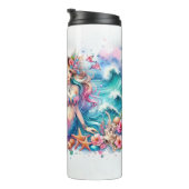 Farbenfrohe Meerjungfrau und Dolphin Thermosbecher (Nach rechts gedreht)