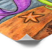 Farbenfrohe Meerjungfrau und Fischplakat Poster (Ecke)