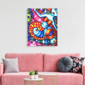 Farbenfrohe Meerjungfrauen Abstrakte Originalmaler Leinwanddruck (Insitu (Wohnzimmer))