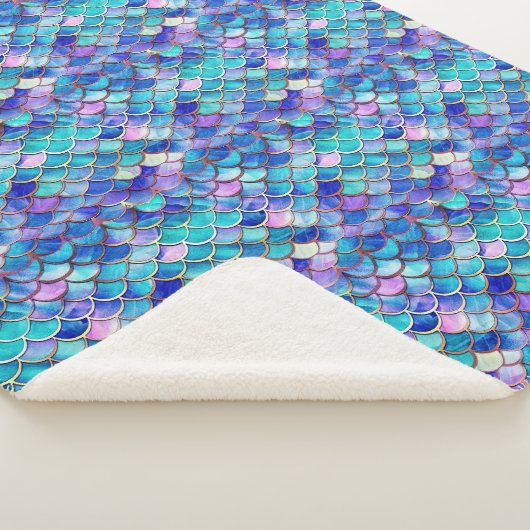 Farbenfrohe Meerjungfrauenskales Muster Kleine Gir Sherpadecke (3/4)