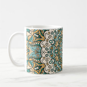 Farbenfrohe Mehndi-Fliese nahtlose Spur Kaffeetasse
