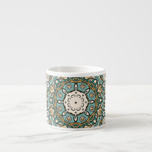Farbenfrohe Mehndi-Fliese nahtlose Tracery Espressotasse