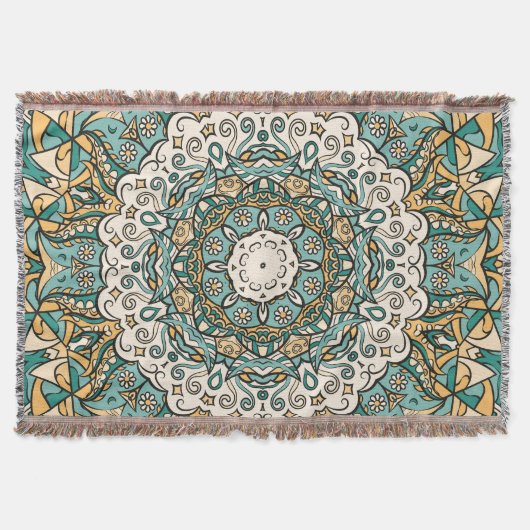 Farbenfrohe Mehndi Tile Nahtlose Tracerei Decke (Vorderseite)