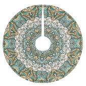 Farbenfrohe Mehndi Tile Nahtlose Tracerei Polyester Weihnachtsbaumdecke (Vorderseite)