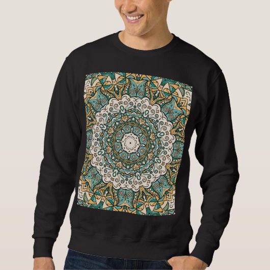 Farbenfrohe Mehndi Tile Nahtlose Tracerei Sweatshirt (Vorderseite)