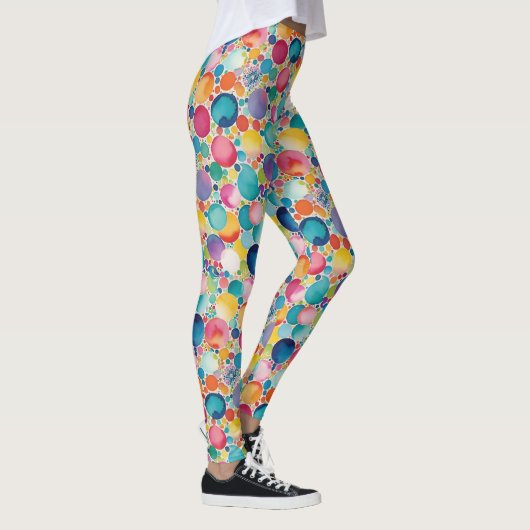 Farbenfrohe Mehrfarbenkreisläufe Watercolor-Muster Leggings (Rechts)