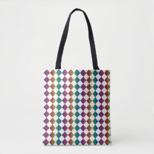 Farbenfrohe Mehrfarbig-Diamant-Harlekin-Schachbret Tasche