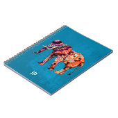 Farbenfrohe, mehrfarbige Elefanten auf blauem Hint Notizblock (Linke Seite)