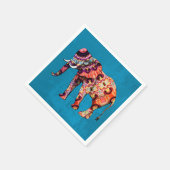 Farbenfrohe, mehrfarbige Elefanten auf blauem Hint Serviette (Ecke)