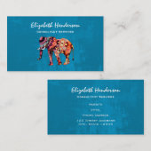 Farbenfrohe, mehrfarbige Elefanten auf blauem Hint Visitenkarte (Vorne/Hinten)