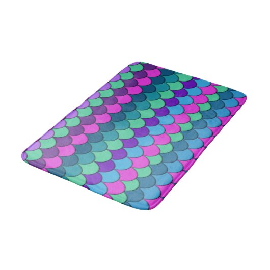 Farbenfrohe mehrfarbige Meerjungfrau Badematte (Schrägansicht)