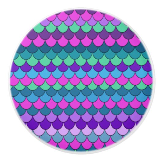 Farbenfrohe mehrfarbige Meerjungfrau Keramikknauf (Vorderseite)