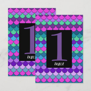 Farbenfrohe Mehrfarbige Meerjungfrau-Party-Tischnu Einladung