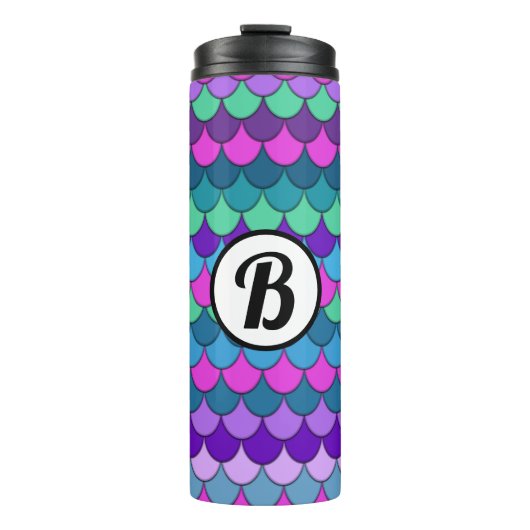 Farbenfrohe mehrfarbige Meerjungfrau Thermosbecher (Vorderseite)