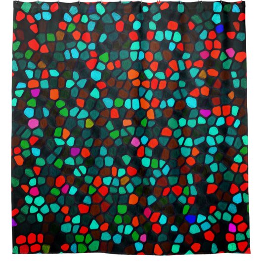 Farbenfrohe, mehrfarbige Mosaikmuster Duschvorhang (Vorderseite)
