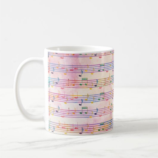 Farbenfrohe mehrfarbige Musiknote Classic Kaffeetasse (Links)