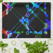 Farbenfrohe, mehrfarbige Neonlinien Geschirrtuch (Gefaltet)