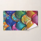 Farbenfrohe mehrfarbige Regenbogen-Meerjungfrau-Sc Badhandtuch Set (Handtuch)