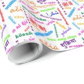 Farbenfrohe mehrsprachige Sprachen Vielen Dank Geschenkpapier (Rolleneckpunkt)