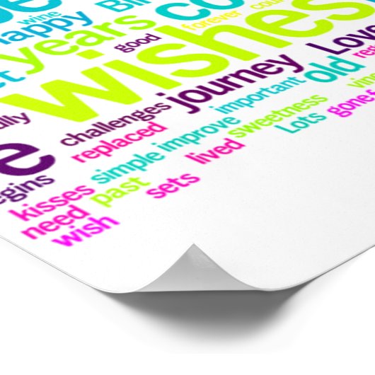 Farbenfrohe mehrsprachige Word-Cloud Poster (Ecke)