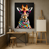 Farbenfrohe Meisterspass Giraffe Kunst-Lounge Poster