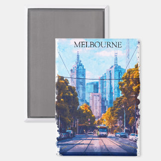 Farbenfrohe Melbourne Australien City View Travel Magnet