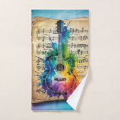 Farbenfrohe Melodie: Vintage Gitarre Badhandtuch Set (Handtuch)