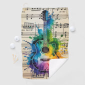 Farbenfrohe Melodie: Vintage Gitarre Golfhandtuch (Insitu)