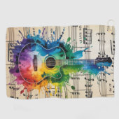 Farbenfrohe Melodie: Vintage Gitarre Golfhandtuch (Horizontal)