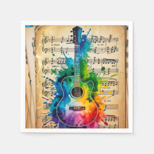 Farbenfrohe Melodie: Vintage Gitarre Serviette