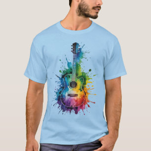 Farbenfrohe Melodie: Vintage Gitarre T-Shirt