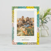 Farbenfrohe Memphis Weihnachtsfotokarte Einladung (Stehend Vorderseite)