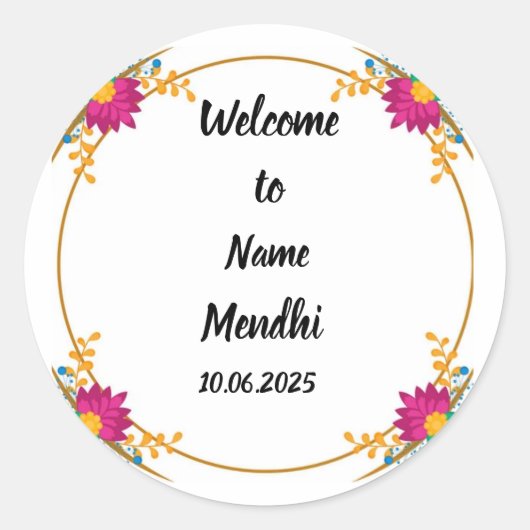 Farbenfrohe Mendhi Gunst-Aufkleber Runder Aufkleber (Vorderseite)