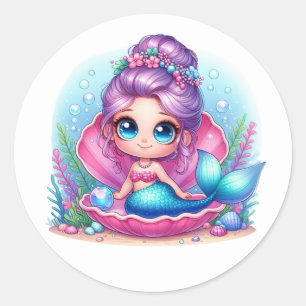 Farbenfrohe Mermaid-Aufkleber Runder Aufkleber