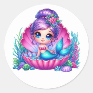 Farbenfrohe Mermaid-Aufkleber Runder Aufkleber
