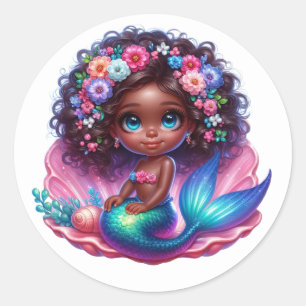 Farbenfrohe Mermaid-Aufkleber Runder Aufkleber